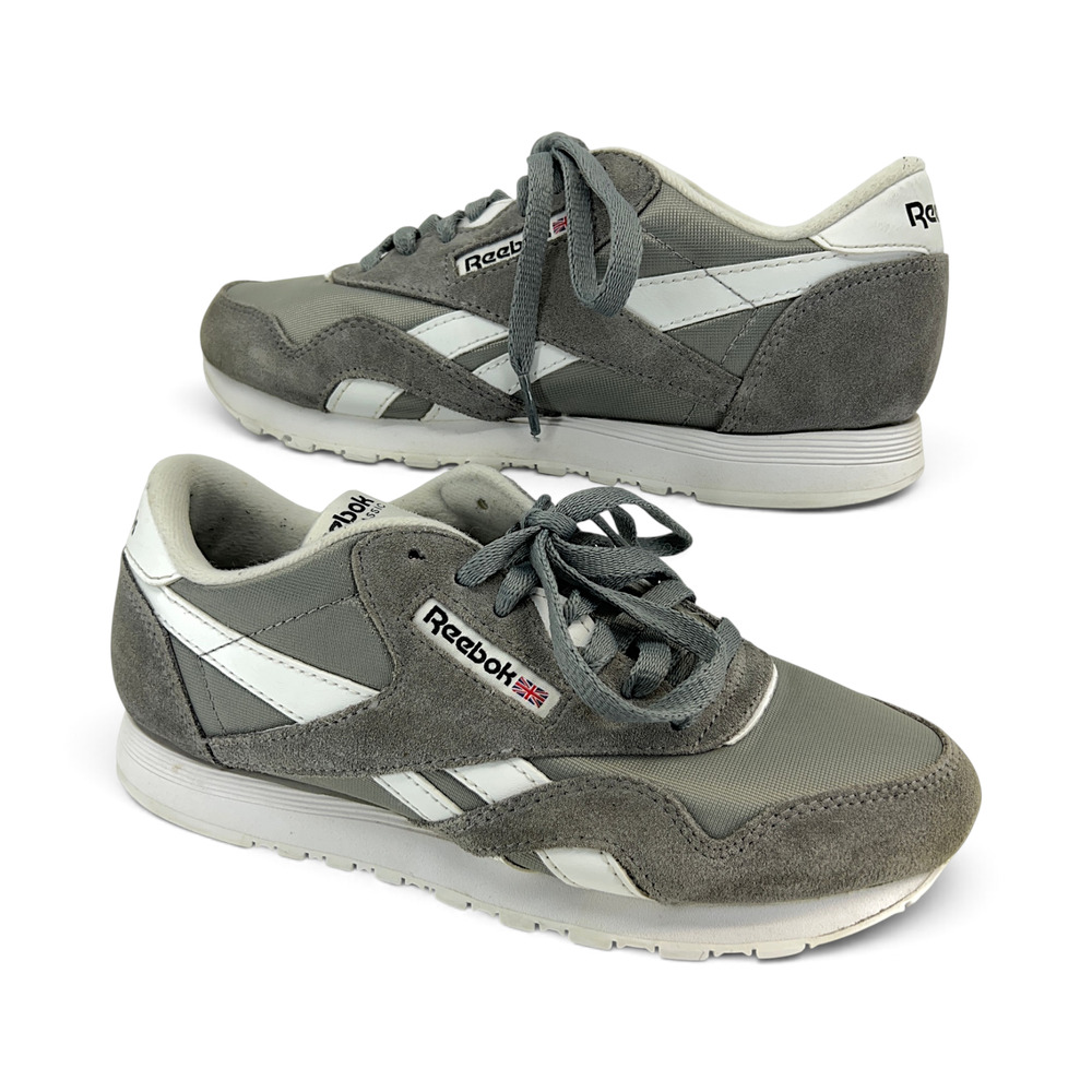 Reebok Men's Classic Nylon US 5.5 Grey White Athletic Shoes